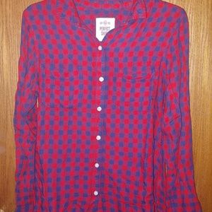 Red and Blue Plaid Button Down Shirt